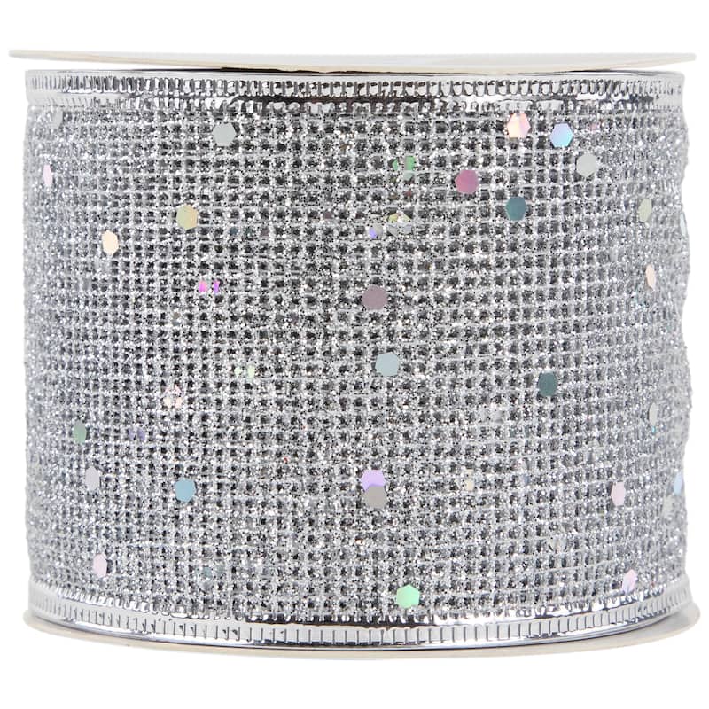 Shimmering Silver Wired Craft Christmas Ribbon 2.5" x 10 Yards