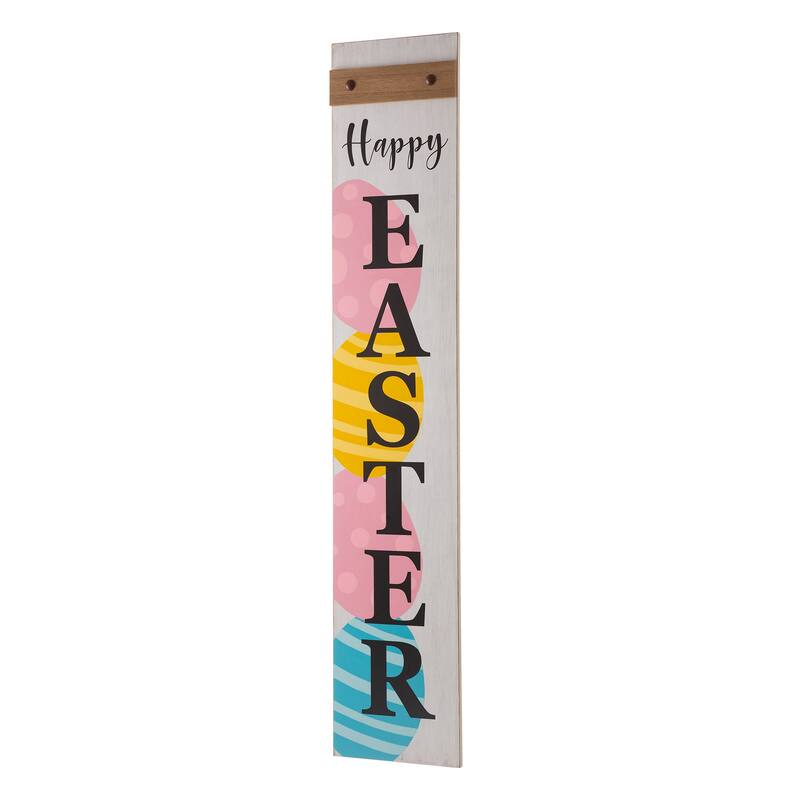 Glitzhome 42"H Wooden "HAPPY EASTER" Standing Hanging Porch Sign for Front Door