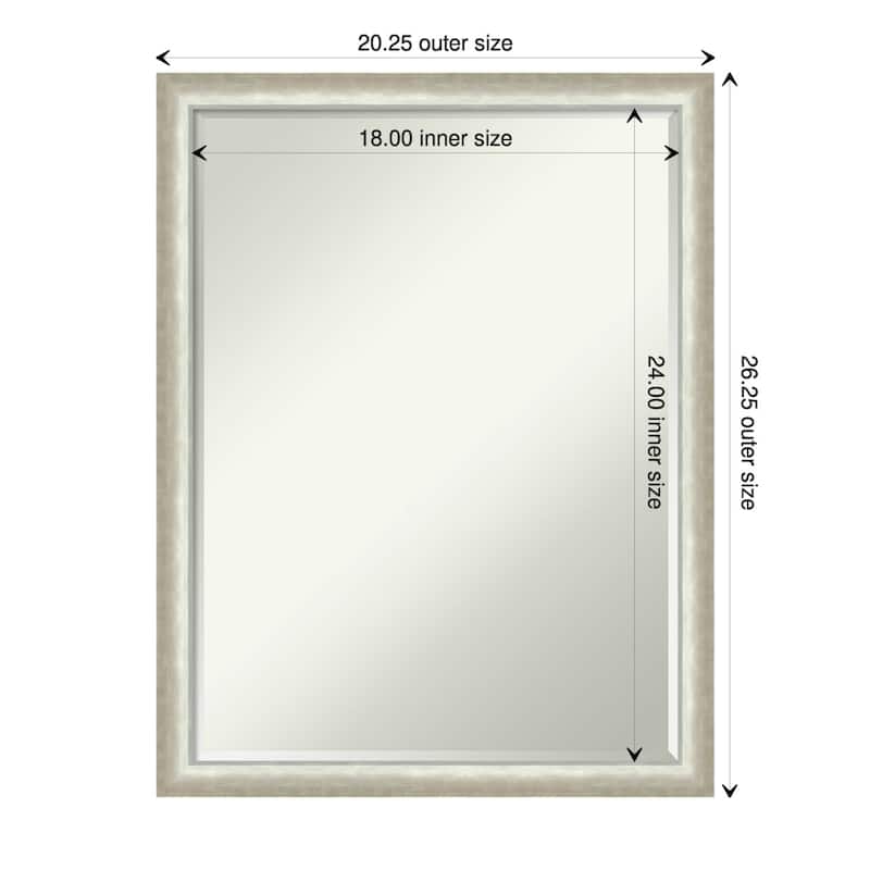 Two Tone Half-Inch-Bevel Wood Framed Bathroom Vanity Wall Mirror - Glass Size 18x24 - Two Tone Silver