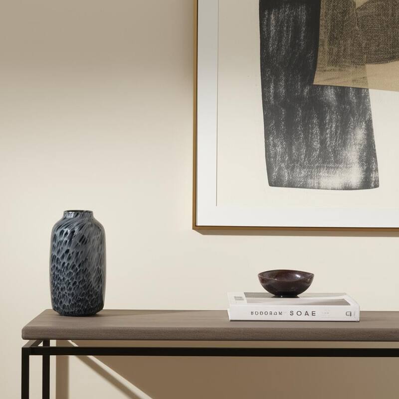 12" Black Mottled Cylinder Glass Table Vase - 6.50 - Black - 6.50