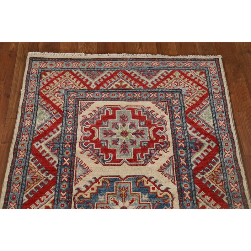 Kazak Runner Rug Hand-Knotted Wool Carpet - 2'5" x 15'2"