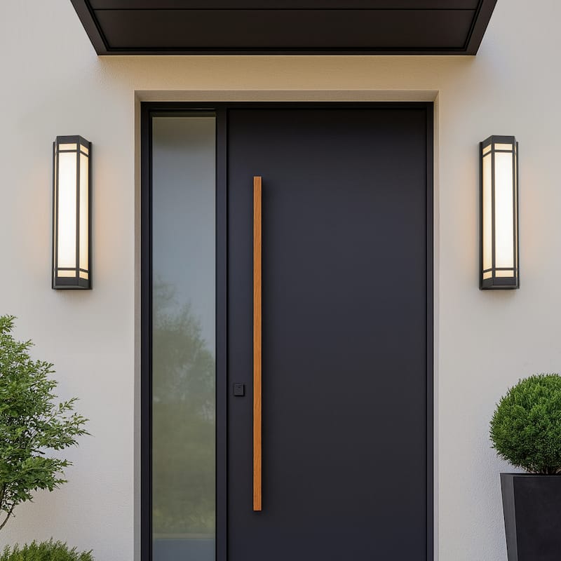 Modern Style Wall Sconce in Black with Acrylic Shade 24W Integrated LED Outdoor Wall Light with Dusk to Dawn Sensor for Garage
