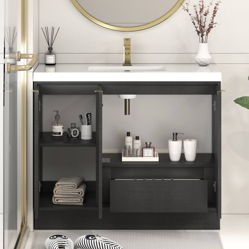Milano 42" Freestanding (R) Bathroom Vanity with White Acrylic Sink
