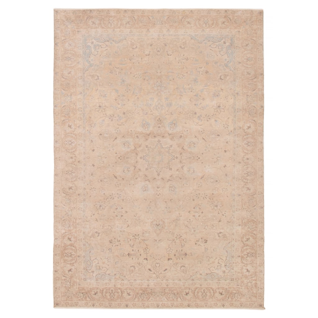 ECARPETGALLERY Hand-knotted Antalya Vintage Beige Wool Rug - 6'6 x 9'5