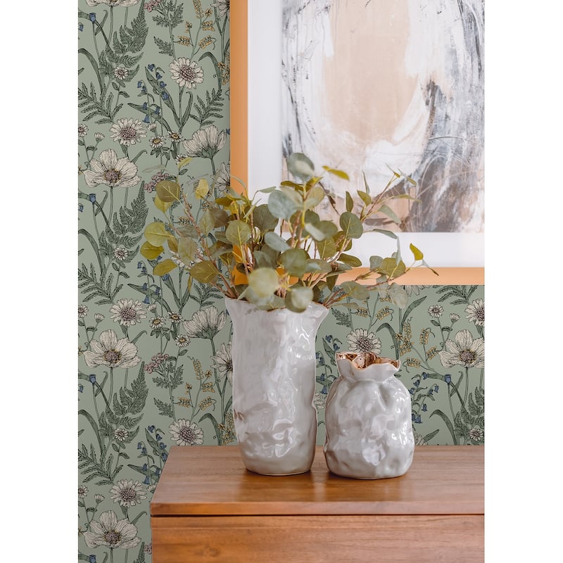 Spring Meadow Green Peel and Stick Wallpaper