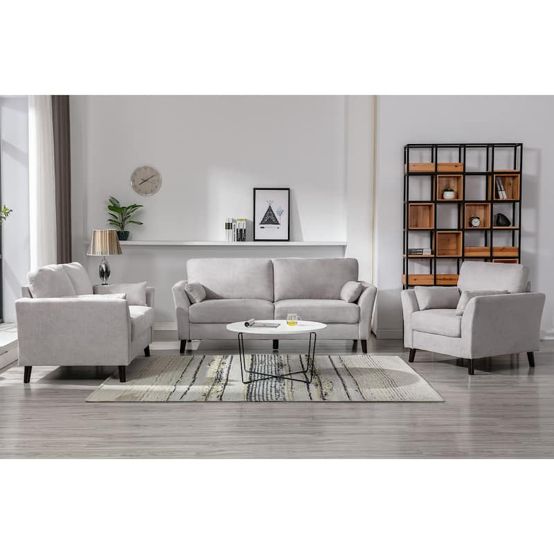 2 Piece Woven Fabric Sofa Loveseat Living Room Set
