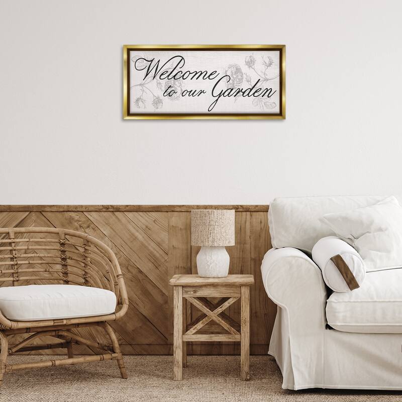 Stupell Vintage Welcome To The Garden Framed Floater Canvas Wall Art Design By Lil' Rue