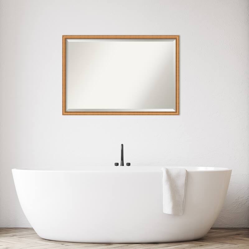 Salon Scoop Beveled Wood Framed Bathroom Vanity Wall Mirror