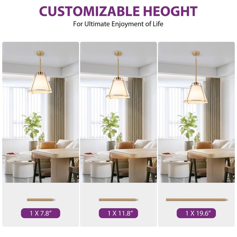 JASIWAY Modern Light Brass Chandelier with E26 Base and Fabric Shade