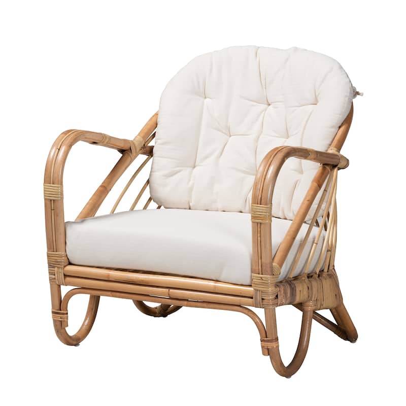 Aliane Modern Bohemian Natural Brown Antique Rattan 4-Piece Living Room Set