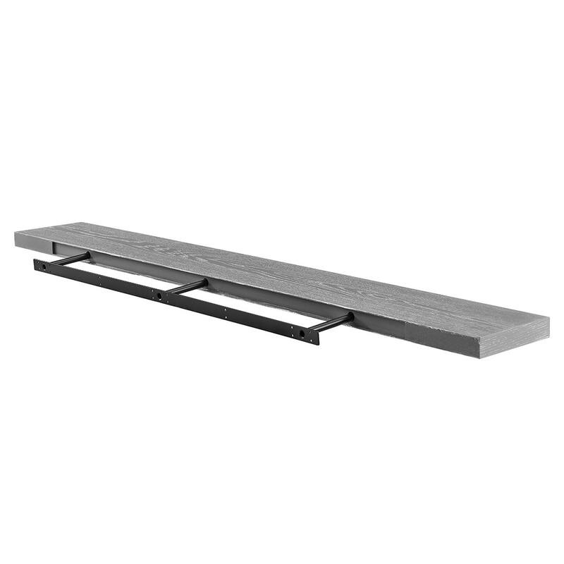 HomeRoots 75" Gray Wooden Wall Mounted Floating Shelf
