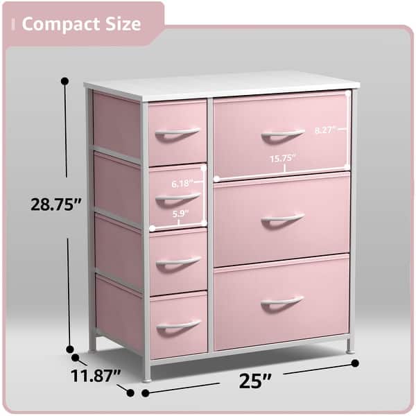 dimension image slide 9 of 11, Dresser w/ 7 Drawers, Furniture Storage & Chest Tower for Bedroom