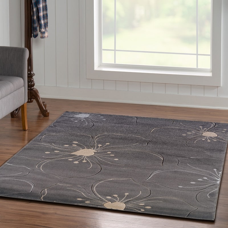 Linon Milan Collection Grey/ Ivory Area Rug