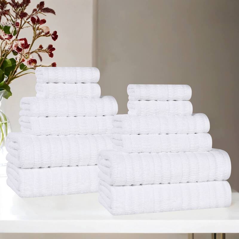 Superior Mika Smart Twist Viscose Cotton Blend 12 Piece Towel Set - White