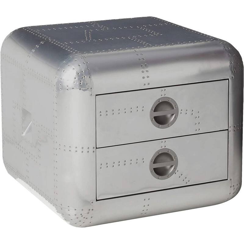 26 in. Silver Square Metal End Table, Sturdy Build End Side Table for Living Rooms