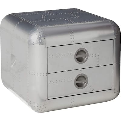 26 in. Silver Square Metal End Table, Sturdy Build End Side Table for Living Rooms