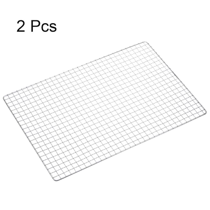 2pcs Square BBQ Grill Net 17.3"x11.6" Stainless Steel Barbecue Mesh for Baking