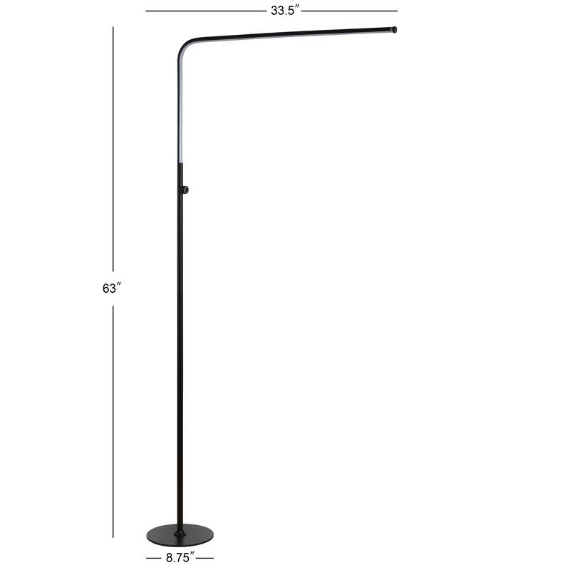 Roxanna 63" LED Integrated Floor Lamp, Chrome by JONATHAN Y - 63" H x 33.5" W x 8.75" D