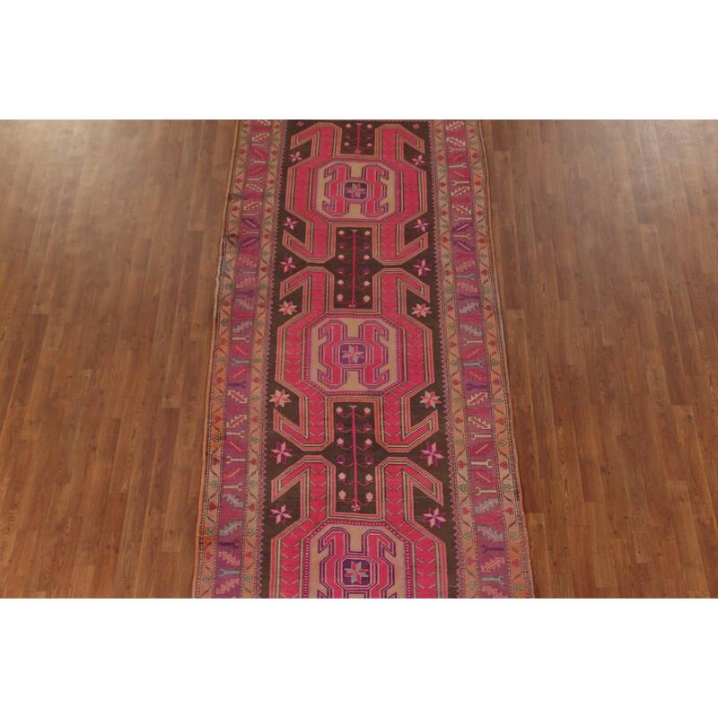 Over Dyed Meshkin Persian Vintage Runner Rug Handmade Wool Carpet - 4'5"x 10'11"