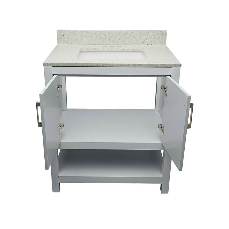 Taos 31" Bathroom Vanity with Cultured Marble Vanity Top Sink in White with White Basin