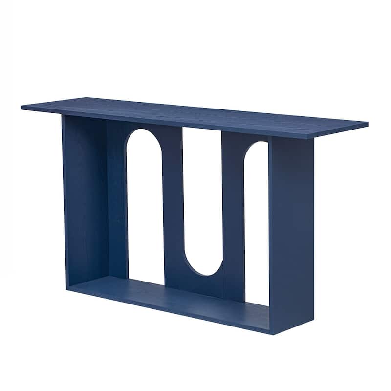 Modern and Curved Design Ash Veneer Console Table with Shelf,Suitable for Entryway,Hallway Living Room,Foyer