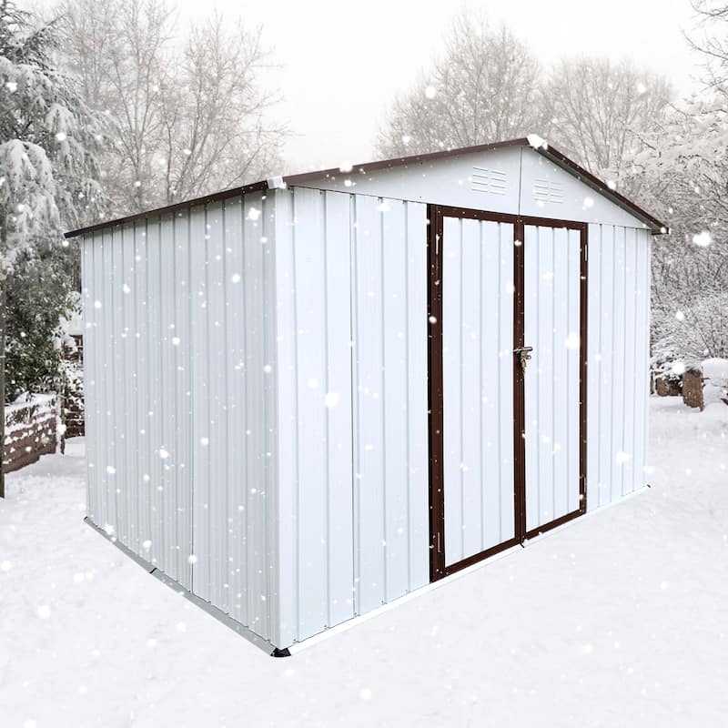 GDFStudio - Nolan Compact 6x8 FT Metal Garden Shed with Hinged Door and Apex Roof