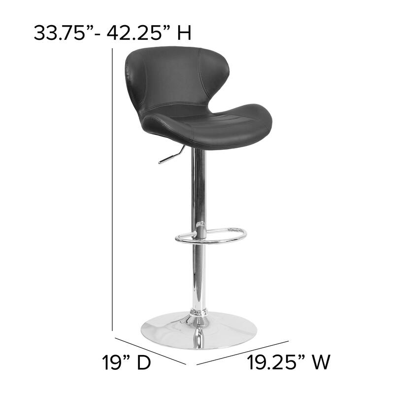 Modern Low-back Height-adjustable Chrome/Vinyl Barstools (Set of 2)