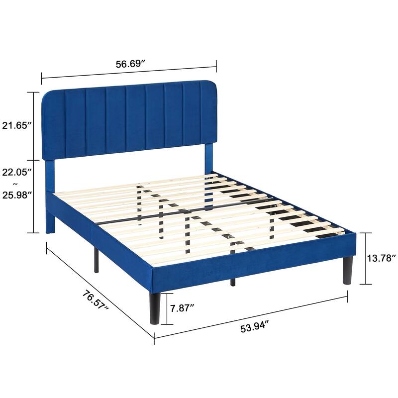 Javlergo Upholstered Platform Bed Frames with Height Adjustable Headboard, Sturdy Wooden Slats/Noise-free