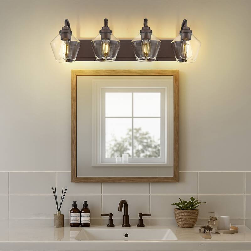 Modern 3/4-Light Bathroom Vanity Light in Oil-Rubbed Bronze/Gold