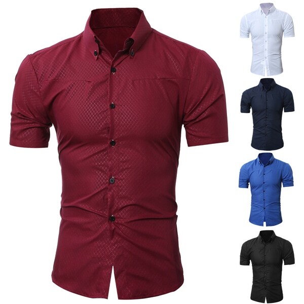 mens slim fit short sleeve button down shirts