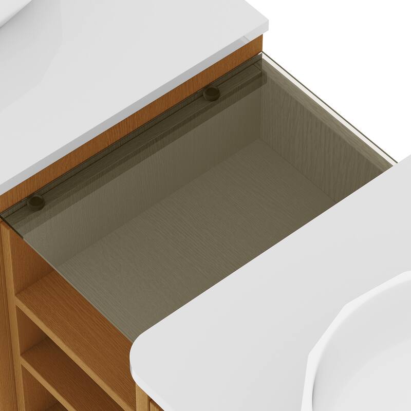 Moasis 72 Inch Floating Bathroom Vanity with Dual Ceramic Basins and 4 Storage Drawers
