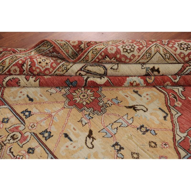 Oriental Heriz Serapi Rug Hand-Knotted Orange Wool Carpet - 8'0"x 10'6"
