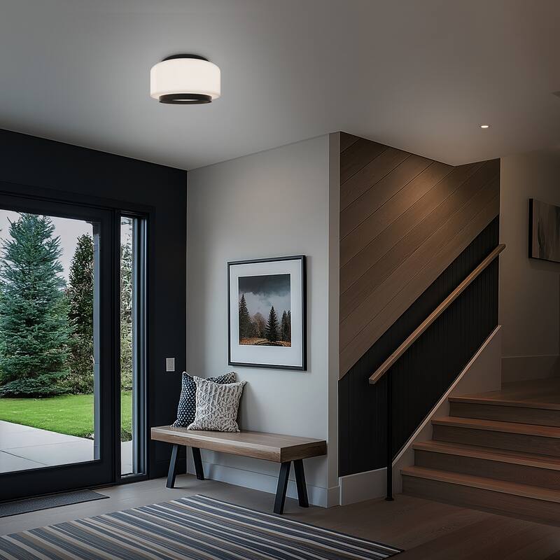 Preston 8in LED Flush Mount Selectable CCT 2700-3000-3500-4000K set to 2700K