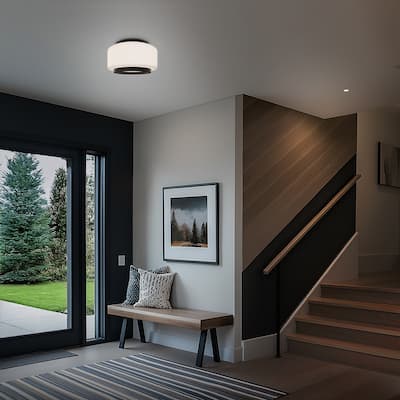 Preston 8in LED Flush Mount Selectable CCT 2700-3000-3500-4000K set to 2700K