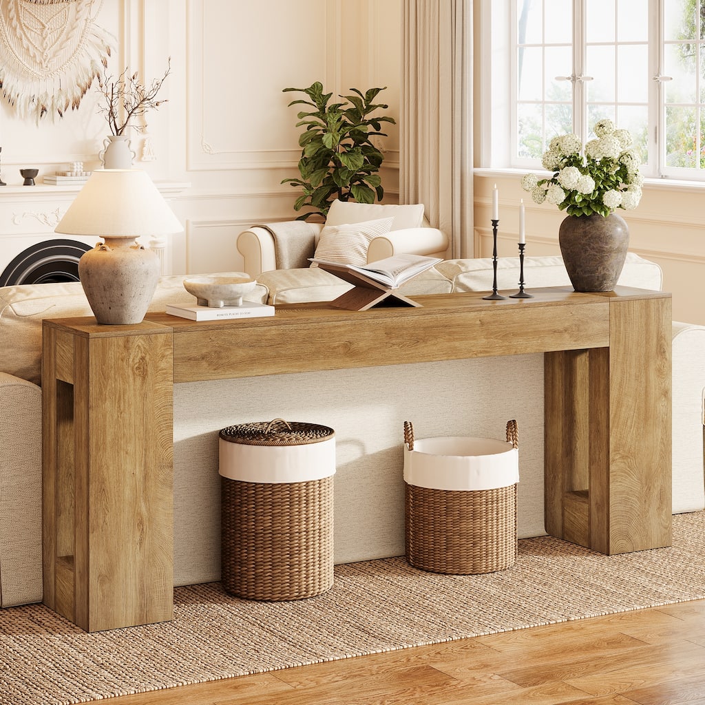 79" Long Console Tables for Entryway, Farmhouse Narrow Sofa Table Behind Couch - 13.7" D x 78.7" W x 31.8" H