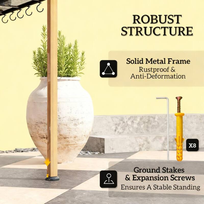 GDFStudio - Outdoor 8'x5' Double Tiered Grill Gazebo with Side Shelves & Hooks