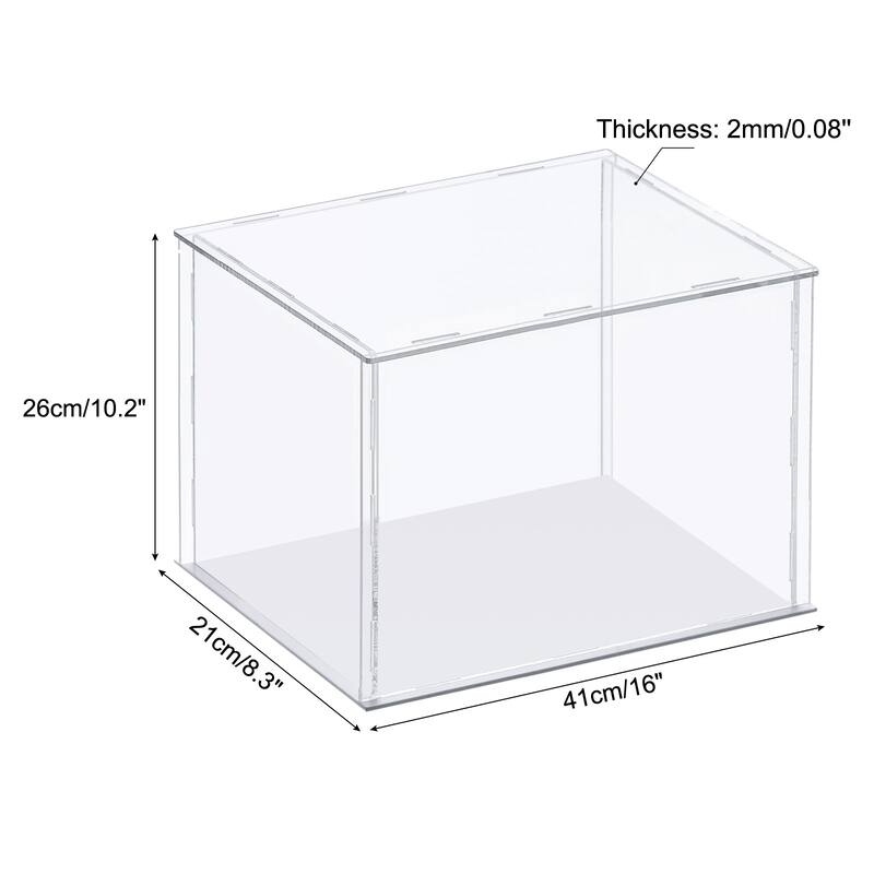 Display Case, Acrylic Box Assemble Dustproof Showcase for Collectibles - Clear - 15.7x7.9x9.8inch