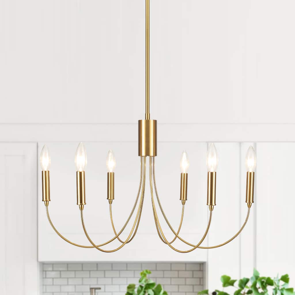 6-Light Modern Candlestick Hanging Linear Chandelier Lighting Island Chandelier for Kitchen Island