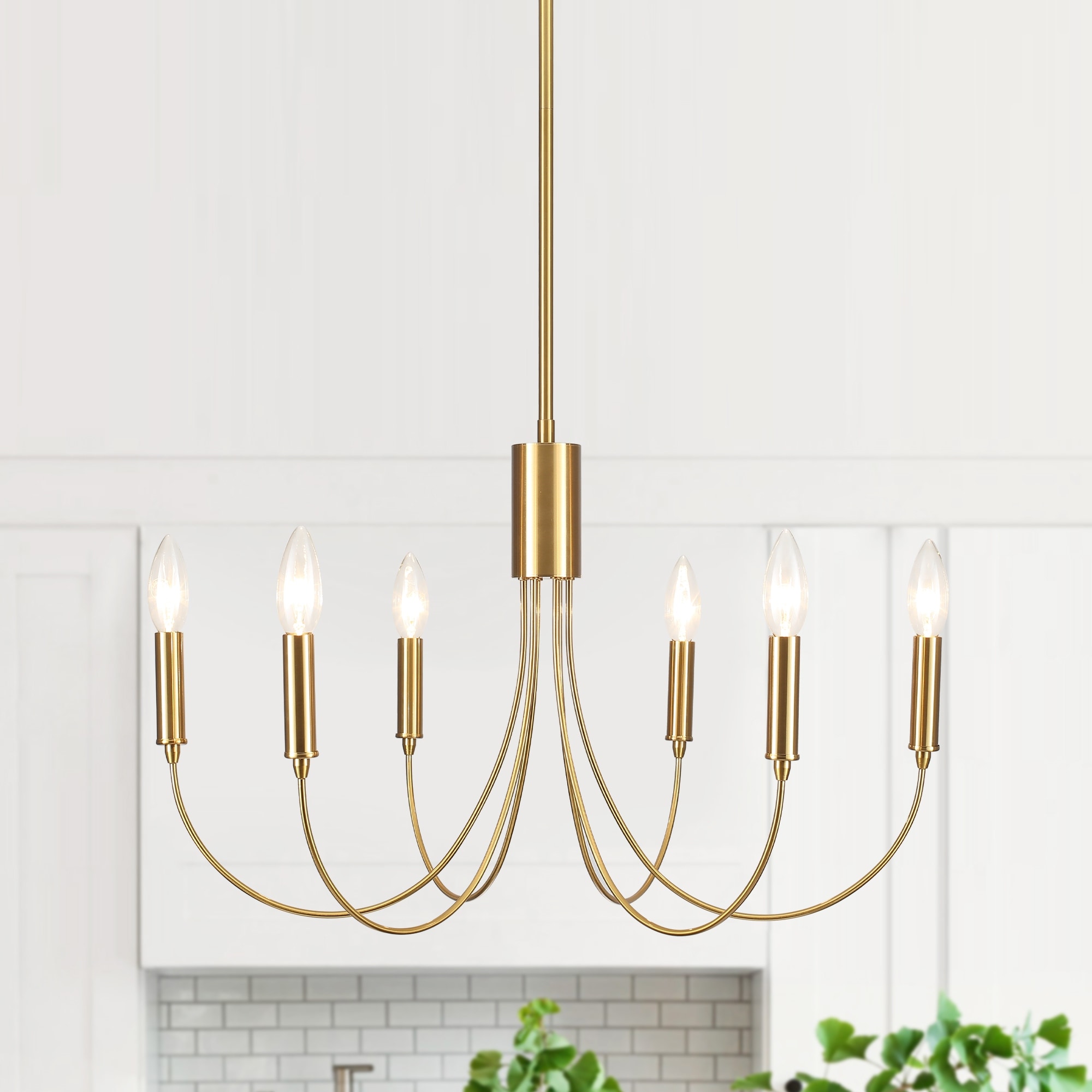 6-Light Modern Candlestick Hanging Linear Chandelier Lighting Island Chandelier for Kitchen Island