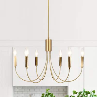 Farmhouse style 6 - Light Metal Candle Chandelier for Kitchen Dining Room - N/A