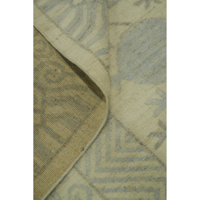 Handmade Wool Oushak Vegetable Dye Area Rug, Floral Geometric carpet - 11' 7'' X 9' 2''