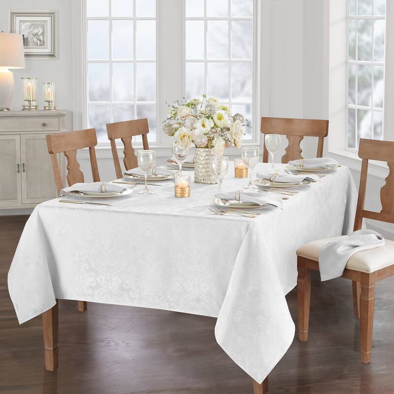 Caiden Elegance Damask Tablecloth - 52"x52" - White