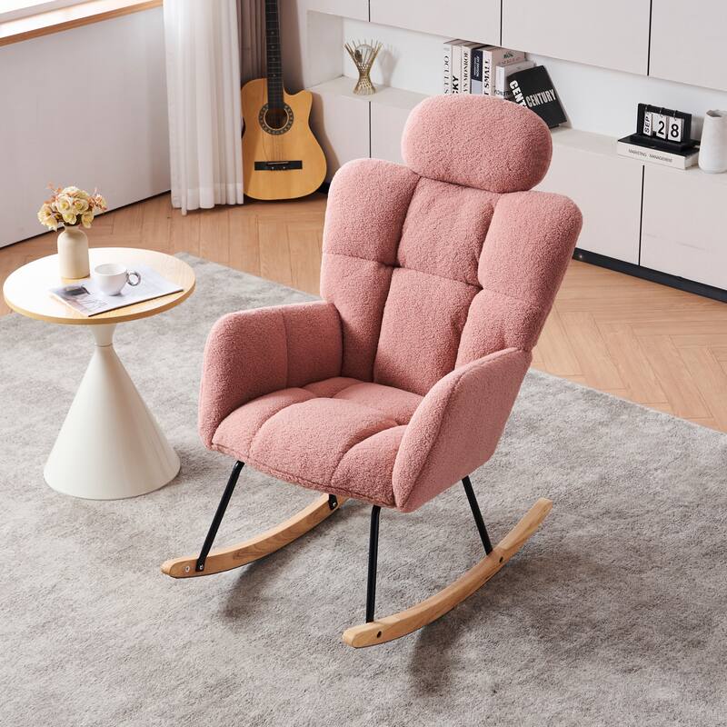 Teddy Nursery Rocker Chair with Headrest - Pink