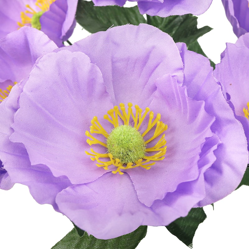 Set of 12 Lavender Artificial Poppy Flower Stem Bush Bouquet 14in - 14" L x 8" W x 8" DP