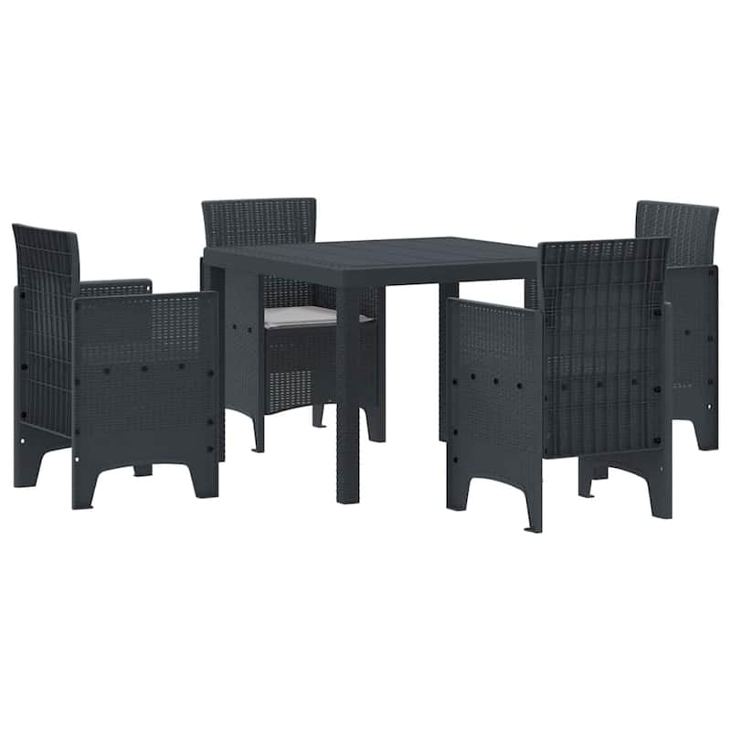 vidaXL Garden Dining Set 3/5 pcs Anthracite/Brown Polt rattan - 100 x 100 x 73 cm