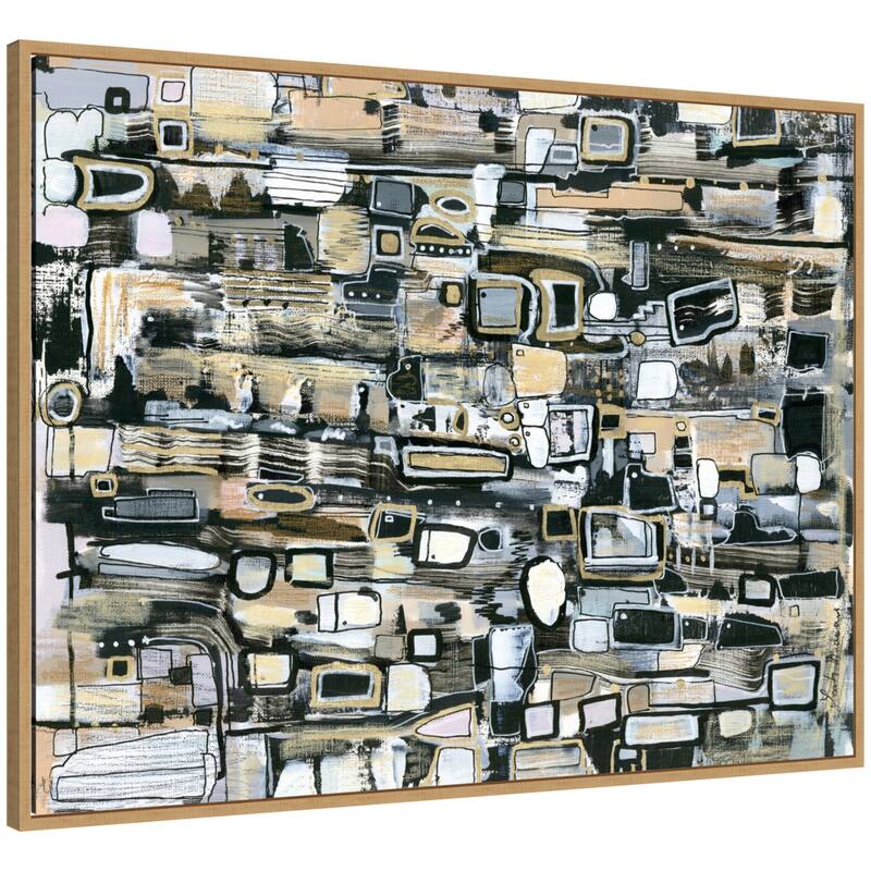 Kate and Laurel Sylvie Snowfall Horizontal Framed Canvas by Leah Nadeau - 42x32