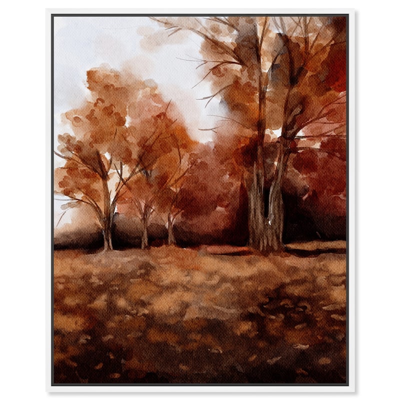 Art Remedy November Landscape Framed Landscape 1 Piece Canvas Wall Art Watercolor Style - 17 x 21 - White