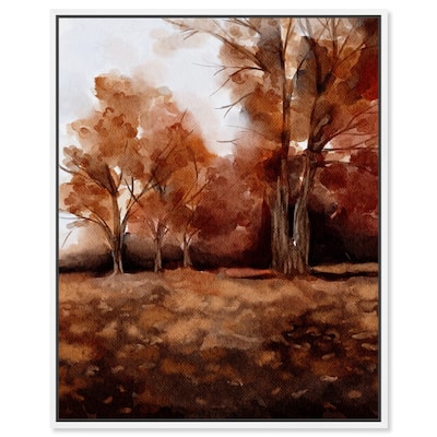 Art Remedy November Landscape Framed Landscape 1 Piece Canvas Wall Art Watercolor Style