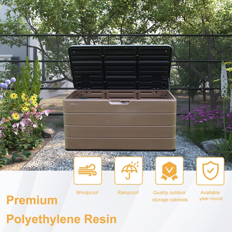 81.84 Gal. Heavy-Duty Outdoor Storage Deck Box in Brown