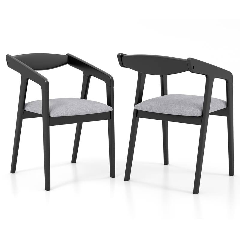 Gymax 4 PCS Wooden Dining Chair w/ Rubber Wood Frame Armrests Padded